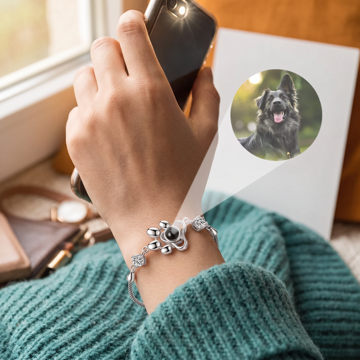 Personalized Paw Photo Projection Keepsake Bracelet