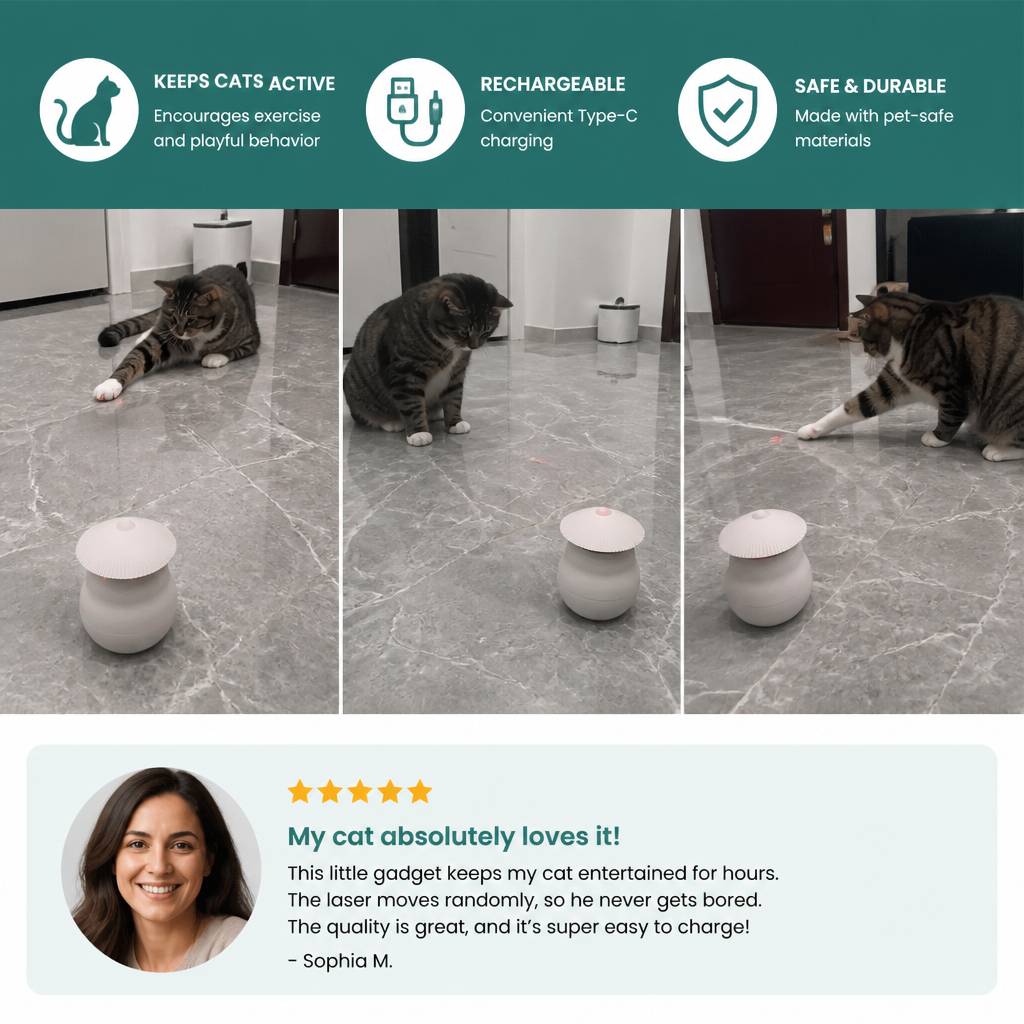 Automatic Motion-Activated Cat Laser Toy
