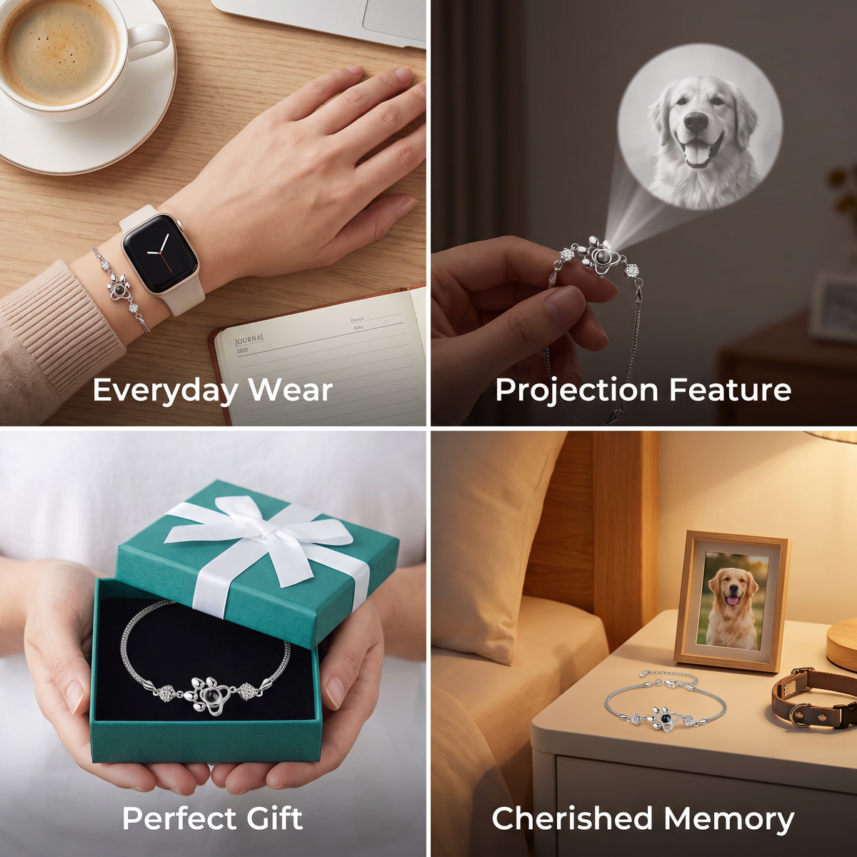 Personalized Paw Photo Projection Keepsake Bracelet