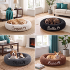 Personalized Round Fluffy Dog Bed