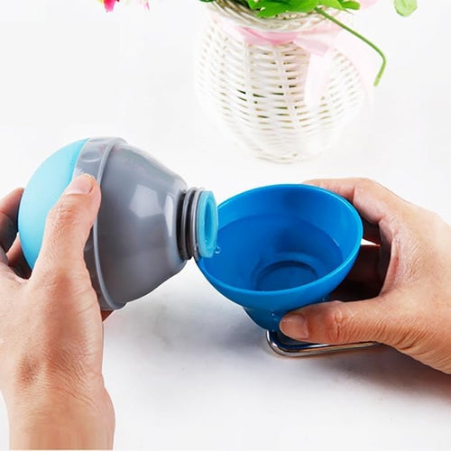Portable Pet Water Bottle with Built-In Bowl and Carabiner