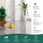 Interactive Duck Wand Cat Toy with Moving Feather and Fun Chase Play