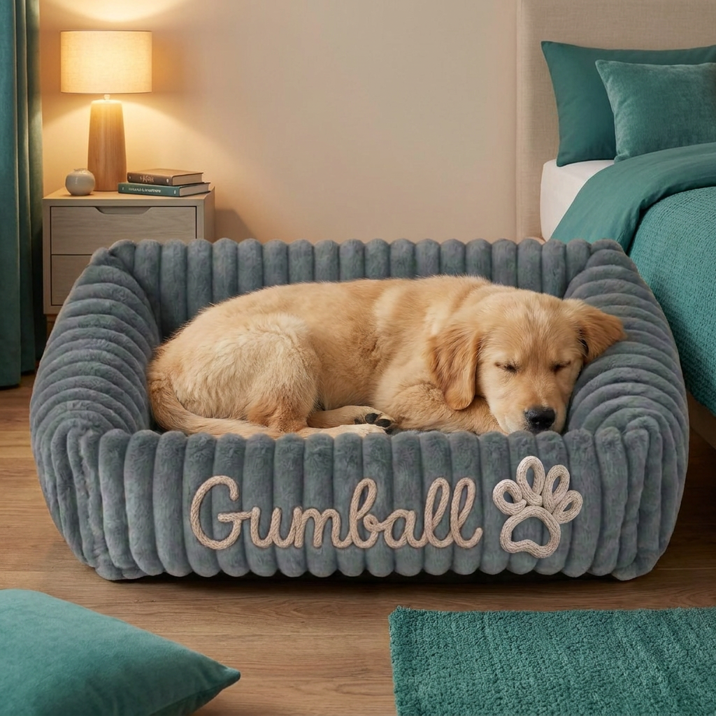Personalized Fluffy Cloud Dog Bed with Soft Bolsters