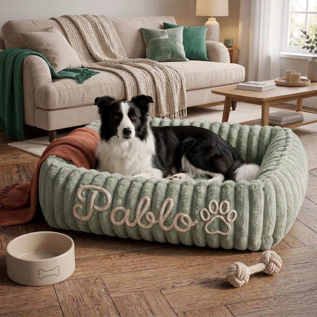 Personalized Fluffy Cloud Dog Bed with Soft Bolsters