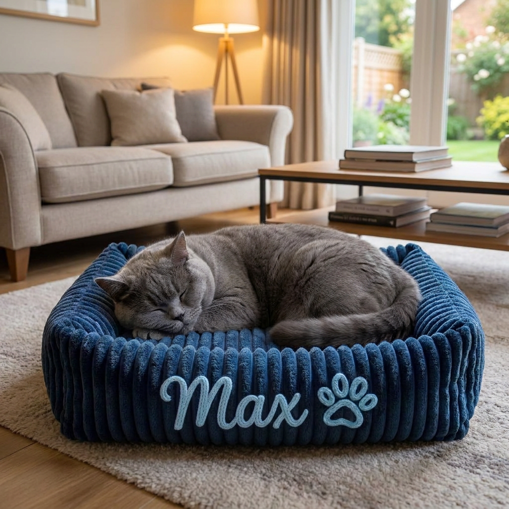 Personalized Fluffy Cloud Cat Bed with Soft Bolsters