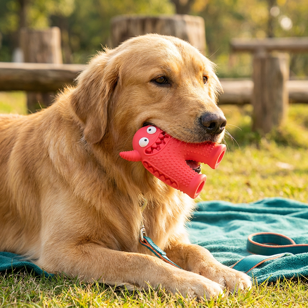 Durable Dog Dental Chew Toy – Tooth Cleaning Monster in Dog Colors