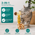 3-in-1 Dental Giraffe Cat Toy – Plush, Catnip Balls & Natural Chew Stick