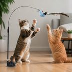 Hands-Free Interactive Cat Wand Toy with Natural Feathers & Suction Cup