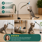 Hands-Free Interactive Cat Wand Toy with Natural Feathers & Suction Cup