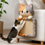 2in1 Woven Self-Adhesive Cat Scratching Mat & Furniture Protector with Interactive Toy