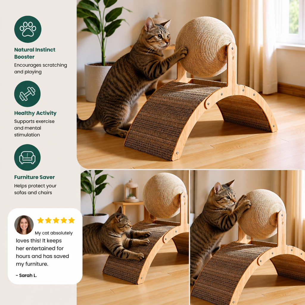 Interactive Ferris Wheel Cat Scratcher with Spinning Jute Ball