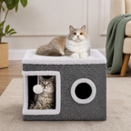 Modern Foldable Cat House with Double-Sided All-Season Cushion & Hanging Toys