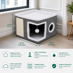 Modern Foldable Cat House with Double-Sided All-Season Cushion & Hanging Toys