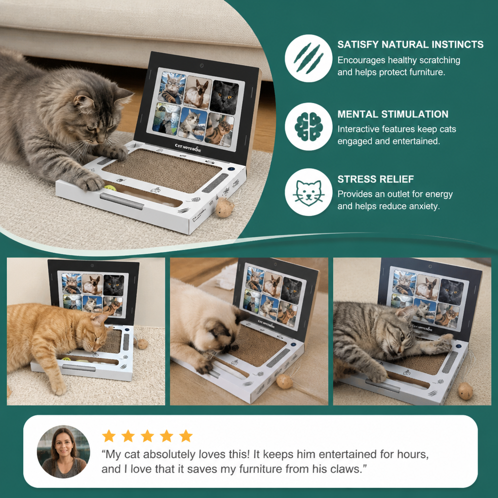 Cardboard Laptop Cat Scratcher & Interactive Toy