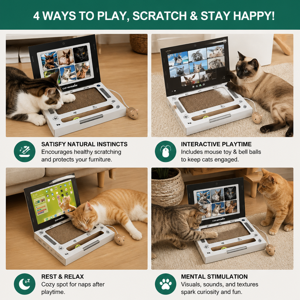 Cardboard Laptop Cat Scratcher & Interactive Toy
