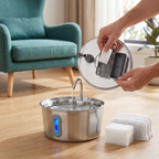 Smart Antibacterial Stainless Steel Pet Water Fountain – 4L Ultra-Quiet for Improved Pet Hydration & Health