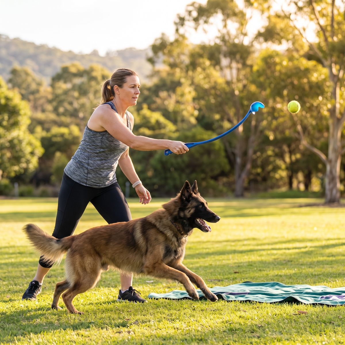 Interactive Tennis Ball Launcher for Dogs – Long-Handle Fetch Thrower