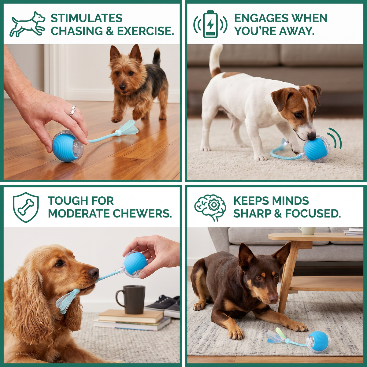 Upgraded Smart Rolling Dog Ball – Durable Interactive Toy with Mesh Tail