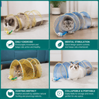 Collapsible Spiral Cat Play Tunnel with Feather Bells