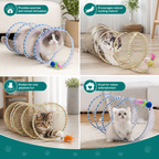 Collapsible Spiral Cat Play Tunnel with Feather Bells