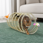 Collapsible Spiral Cat Play Tunnel with Feather Bells
