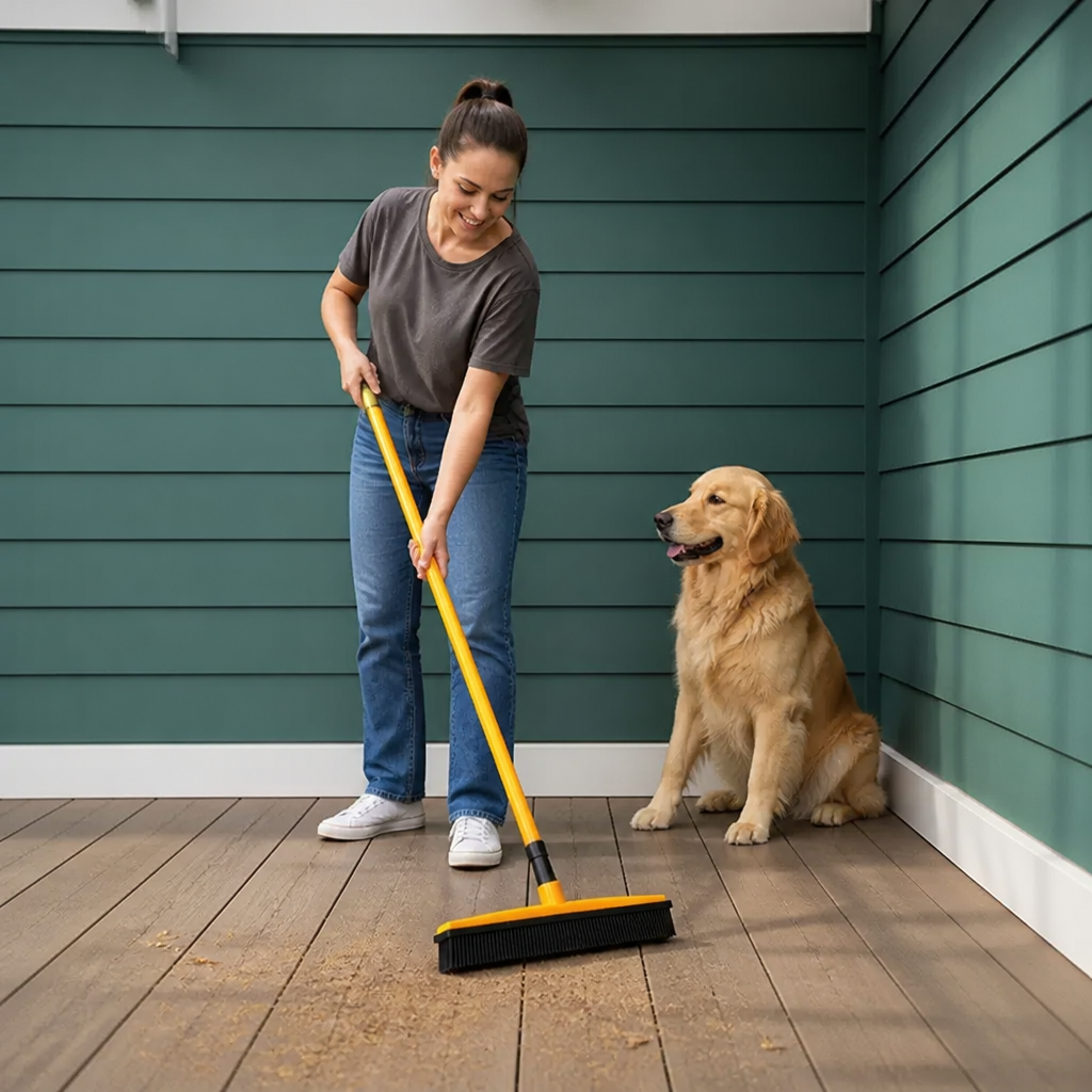 Telescopic Pet Hair Removal Broom – Multi-Surface Cleaner for Carpet, Sofa & Dog Bed