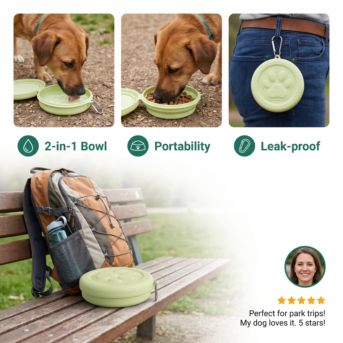 Multifunctional Pet Food Container – Portable 2-in-1 Food & Water Bowl for On-the-Go