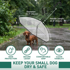 Transparent Dog Umbrella with Leash for Small Dogs