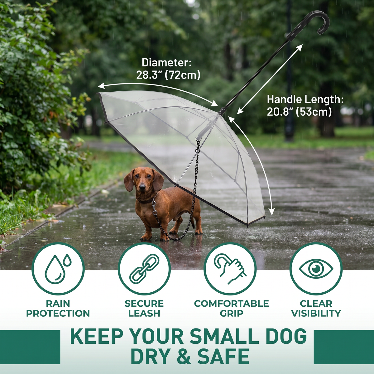 Transparent Dog Umbrella with Leash for Small Dogs