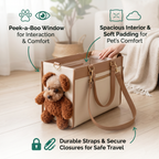 Pet Carrier Tote Bag with Teddy Bear Peek-a-Boo Window