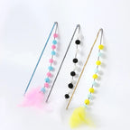Interactive Cat Toy with Pom-Poms and Feathers – Fun Fishing Rod for Cats