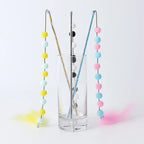 Interactive Cat Toy with Pom-Poms and Feathers – Fun Fishing Rod for Cats