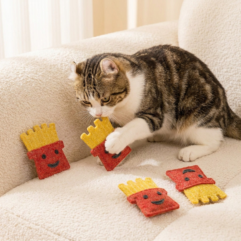 Teeth-Cleaning Catnip Chew Toys – Natural Loofah Dental Care & Play Set