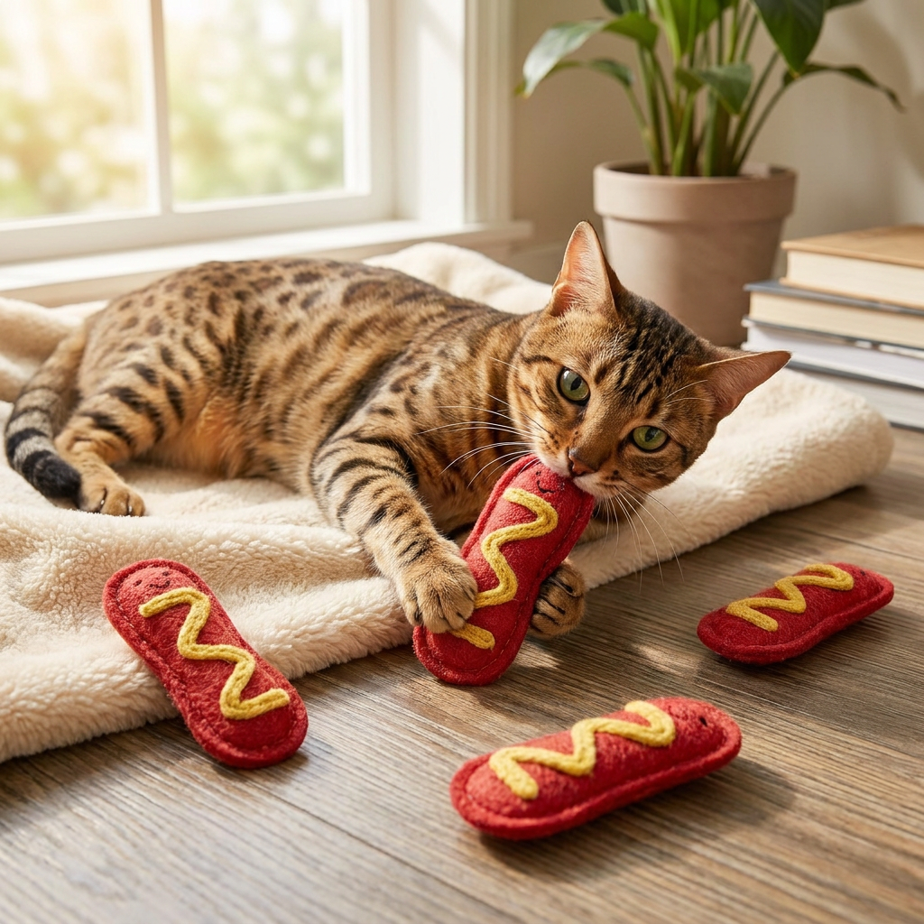 Teeth-Cleaning Catnip Chew Toys – Natural Loofah Dental Care & Play Set