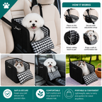 Safe Small Dog & Cat Car Travel Carrier with Safety Leash & Non-Slip Base