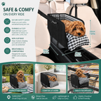 Safe Small Dog & Cat Car Travel Carrier with Safety Leash & Non-Slip Base