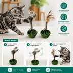 Teeth Cleaning Catnip Tumbler Cat Toy – Interactive Feather Teaser with Bell