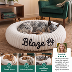 Personalized Round Fluffy Dog Bed